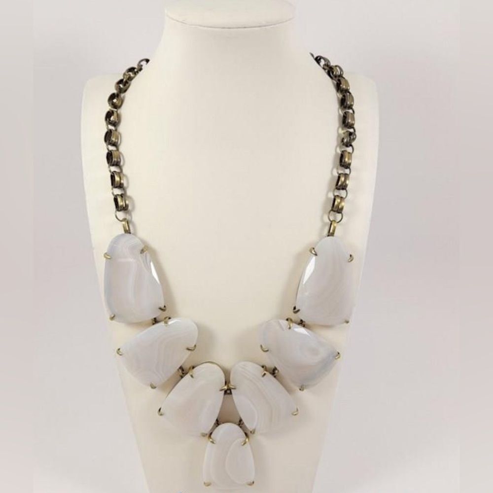 Kendra Scott Harlow in White Banded Agate w Antique Brass